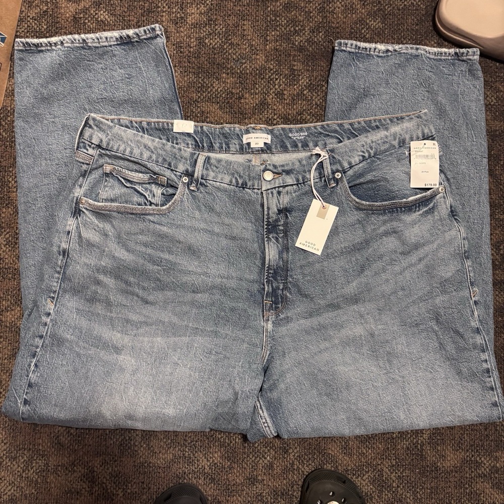 NWT Good American Good 90's Baggy Mid Rise Jeans Blue Indigo Womens Size 20 Plus